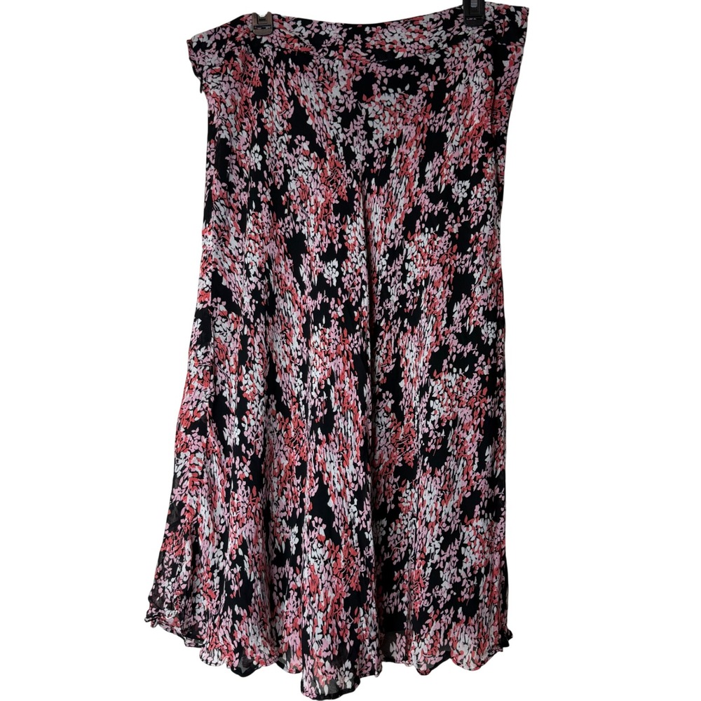 Style Co Woman 16W Black Pink Floral Print Midi Skirt Whimsigoth Flowy Coquette - Picture 2 of 8